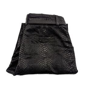JOA Woven Snakeskin Embossed Belted Pants Black SZ L NWT